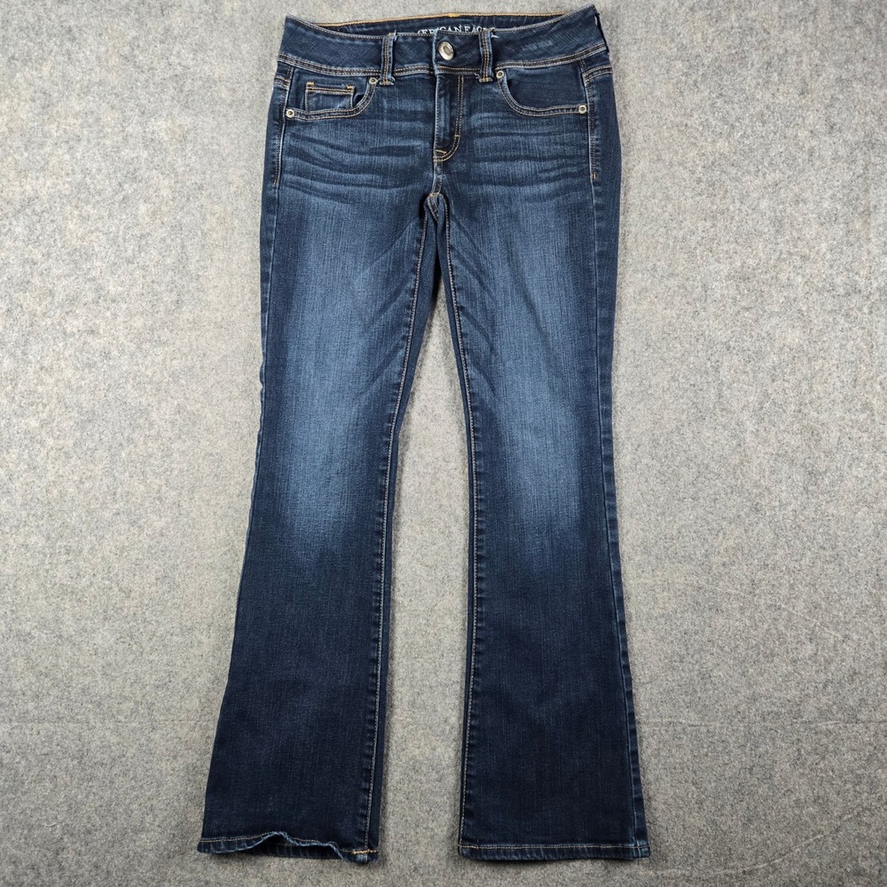 American Eagle Kick Boot Jeans Womens 2 Blue Denim Low Rise Stretch Flare Pants